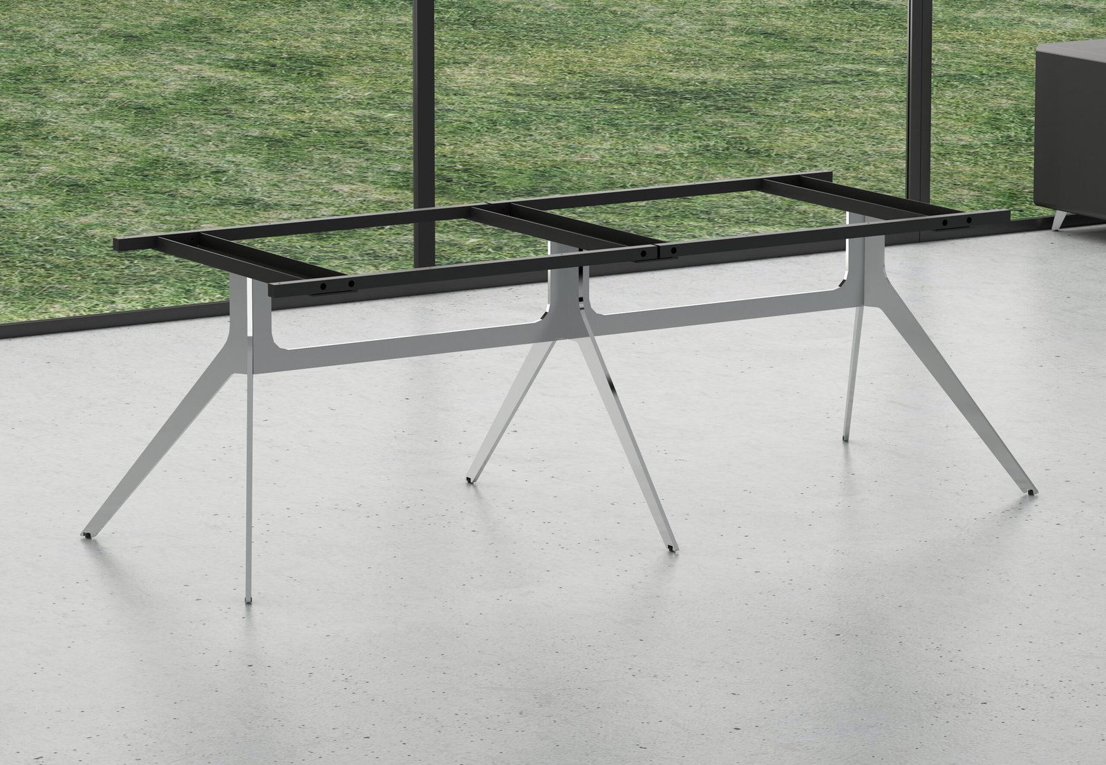 Freya conference table frame showing repeated angled supports