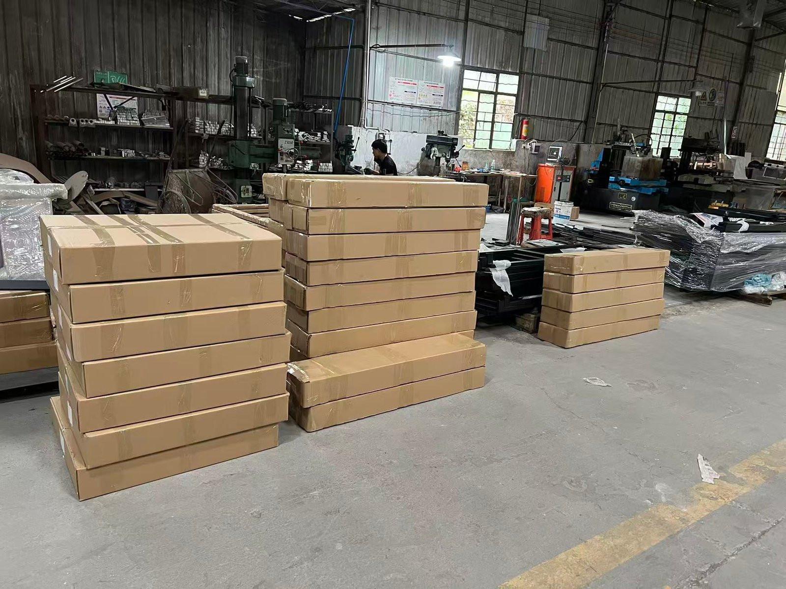 Labelled cartons prepared together on the factory floor