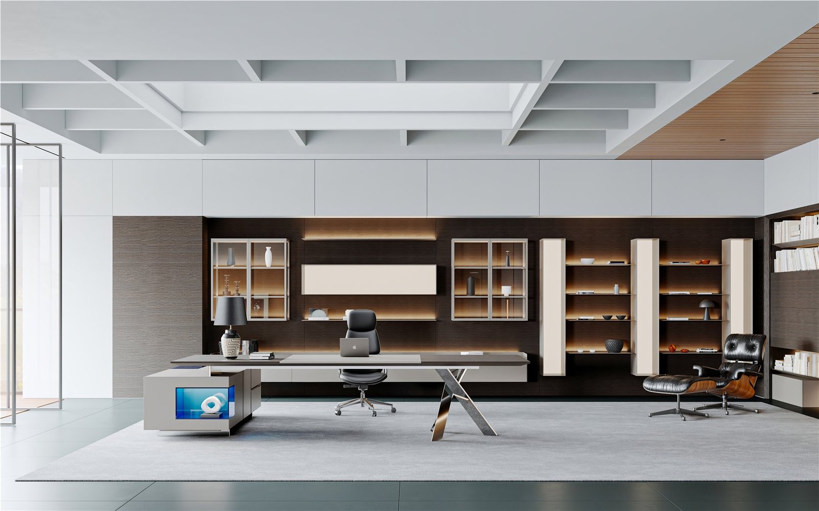 X-series executive desk with coordinated side cabinet